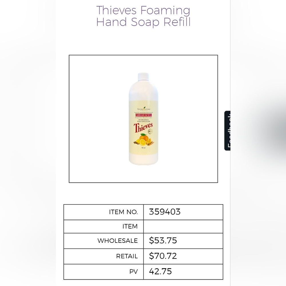Young Living Thieves Foaming Hand Soap Refill